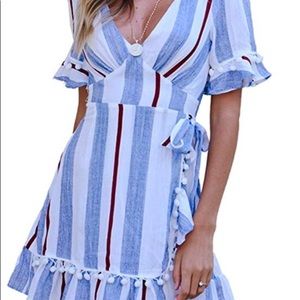 Short Sleeve Faux Wrap mini Dress